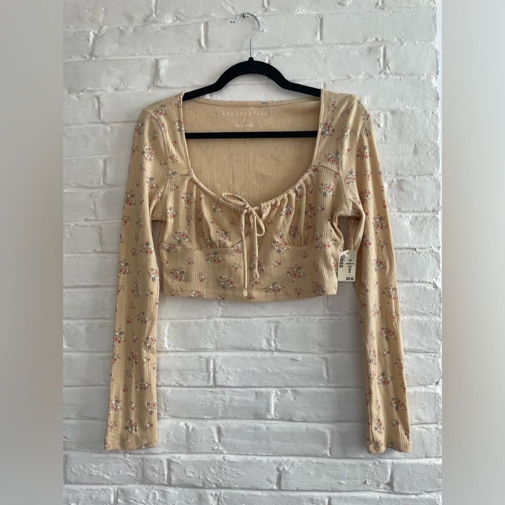 Yellow floral peasant crop top